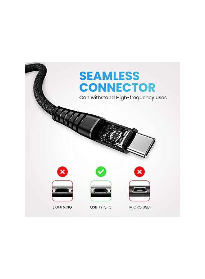 ELONSEY كابل شحن سريع USB C، كابل شاحن USB A إلى USB C متوافق مع Samsung Galaxy S23/S22 Ultra، Note 20، Pixel وجميع أجهزة USB C - أسود 2 متر - Image 3