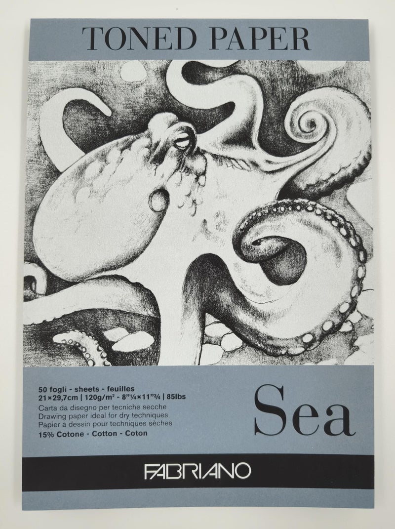 Fabriano Toned Paper Pad Sea, Size - A4, 120 GSM (Contains- 50 Sheets) - Image 1