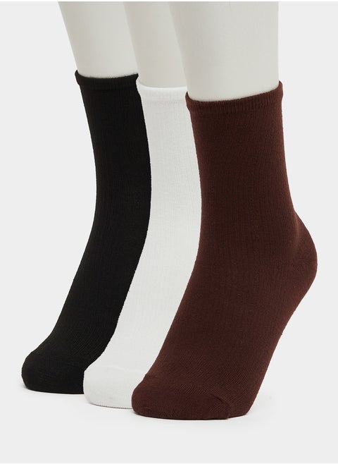 Set of 3 - Plain Crew Socks