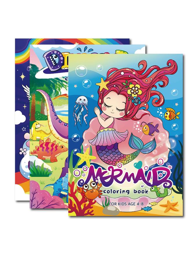 Bluejw Cross-border Original Unicorn Mermaid Dinosaur Coloring Book 60 Cartoon Graffiti Enlightenment 4-year-old Children Coloring Book - Image 2