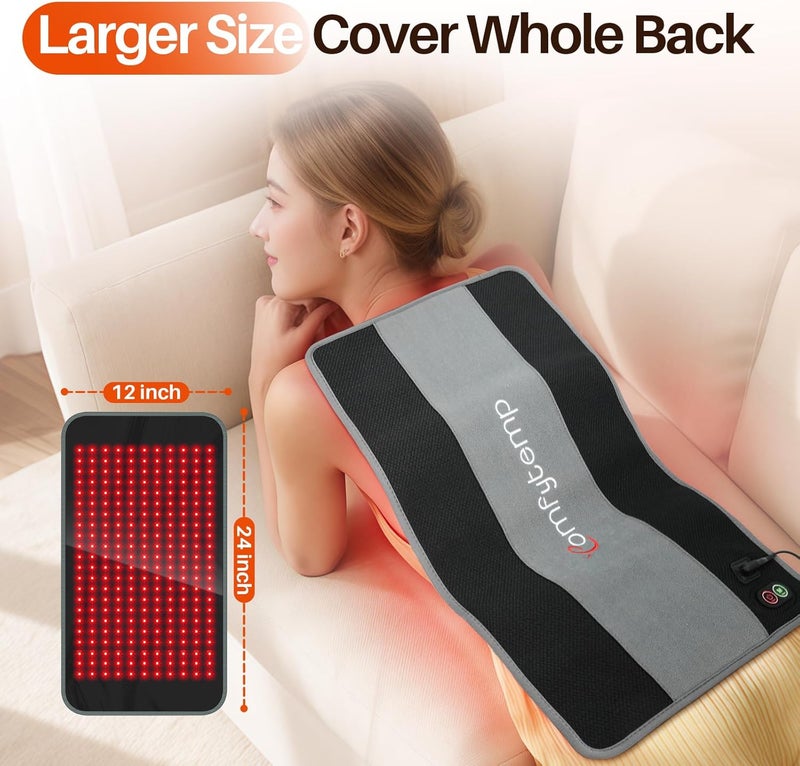 Comfytemp 24 x 12 Large Red Light Therapy Pad for Body Near Infrared Light Therapy Wrap with Timer 242 LEDs Light Therapy Pad for Back Shoulder Joint Muscle Pain Relief 32W - Image 2