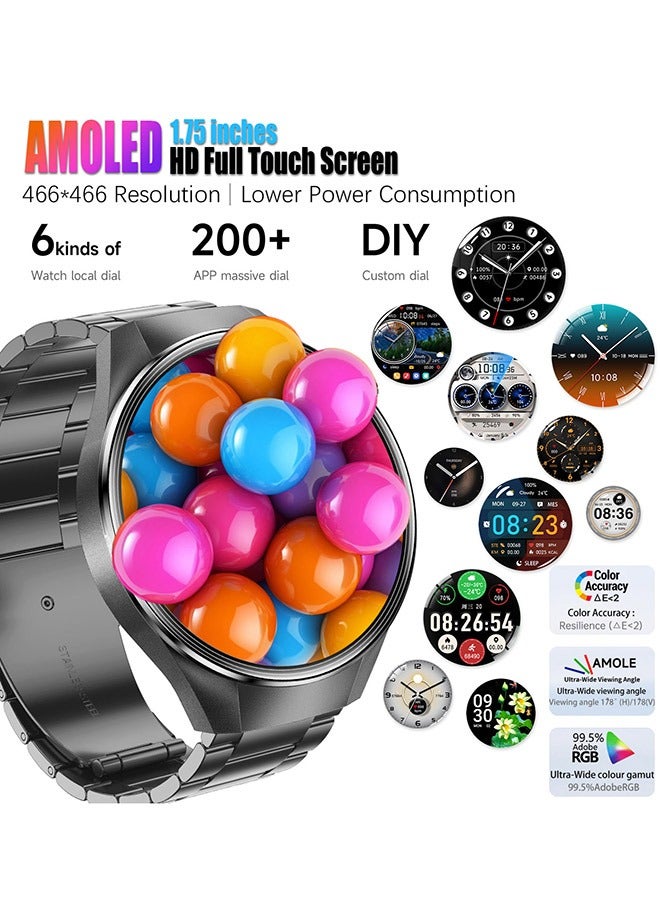 RollsTimi  Men's Smartwatch 1.75" AMOLED, Bluetooth Calls, Sleep Monitor, Fitness Tracker, IP67 Waterproof Smart Watch for Men, Compatible with Android/iOS, Voice Assistant - Image 2