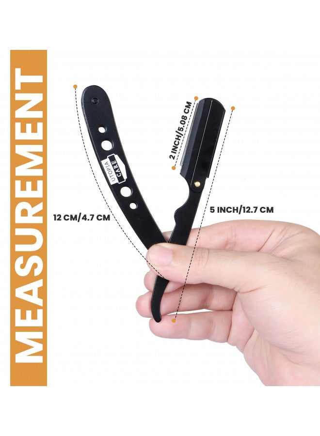 Utopia Care Professional Barber Straight Edge Razor Safety with 100-Pack Blades - 100 Percent Stainless Steel (Black) - Image 2