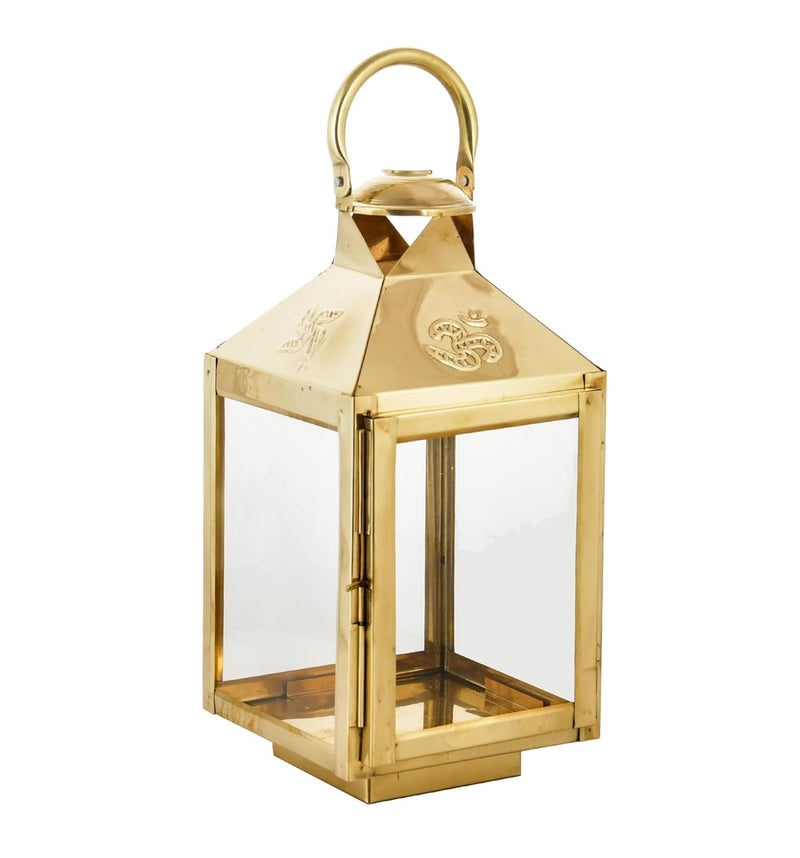 HOUZZPLUS Handicraft Akhand Diya with Glass Cover Brass Akhand Diya for Home Temple puja Hanging Table Lantern for HomeDecorLarge - Image 3