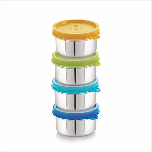 STEELLOCK Stainless Steel Airtight Container | Leak Proof Container/Storage/Lunch Box with Lid | BPA Free, Durable & Rust-Proof | SL-22-set of 4, 250ml each, Multicolor - Image 2