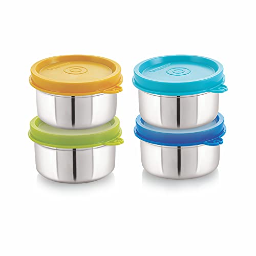 STEELLOCK Stainless Steel Airtight Container | Leak Proof Container/Storage/Lunch Box with Lid | BPA Free, Durable & Rust-Proof | SL-22-set of 4, 250ml each, Multicolor - Image 1