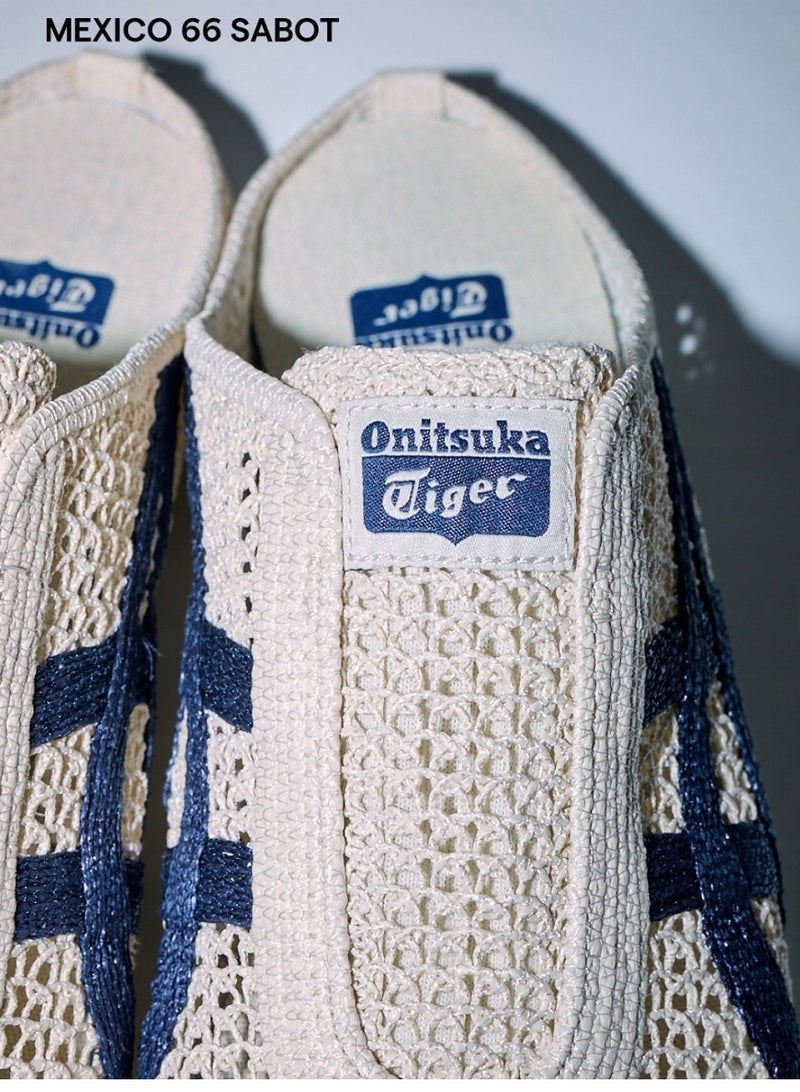 أونيتسوكا تايجر Sabot Slip-On Athlesiure Sandals بيج / كريم مع الأزرق البحري للرجال / النساء / الطلاب - Image 5
