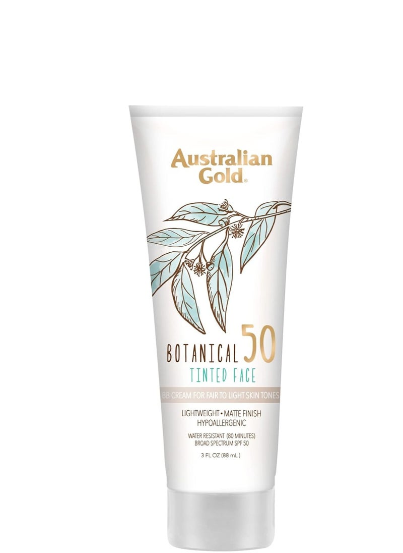 Australian Gold Australian Gold Botanical SPF 50 Tinted Face Sunscreen, Non-Chemical BB Cream, Water-Resistant, Matte Finish, Sensitive Skin, 3 FL Oz  - Image 1