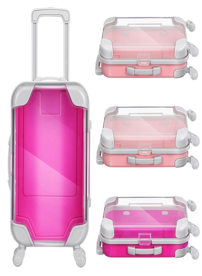 Sewroro 4 Pcs Mini Suitcase Eyelash Travel Case Portable Lash Storage Box with Clear Lid and Wheels for Makeup Accessories Organizer 6.49X3.34X1.96 Inches - Image 1