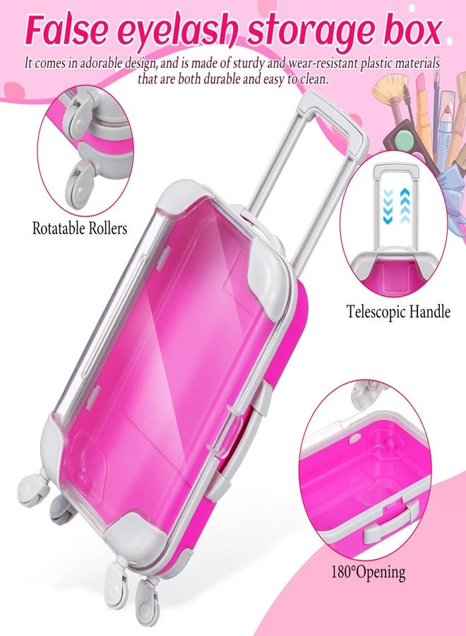Sewroro 4 Pcs Mini Suitcase Eyelash Travel Case Portable Lash Storage Box with Clear Lid and Wheels for Makeup Accessories Organizer 6.49X3.34X1.96 Inches - Image 5