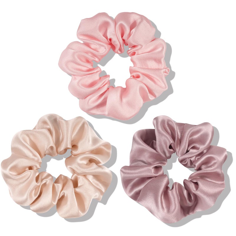 OLESILK 100 Mulberry SilkScrunchies for Hair Sleep Women Grils Silk Hair Ties for Frizz  Breakage Curly Hair No Damage Elastics Ponytail Holder 3 Pack