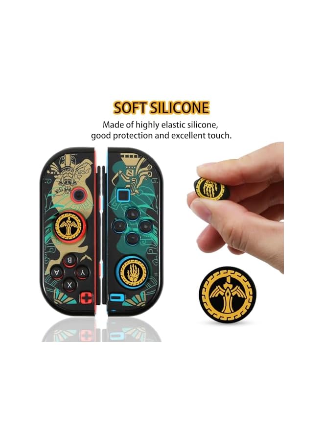 Green Tiger Switch Thumb Grip Caps, 4 Pcs Silicone Joystick Grips Button Covers, Sweat Resistant Thumb Grip Caps, Joystick Cap for Switch, Switch Oled, Switch Lite Limited Edition - Image 2