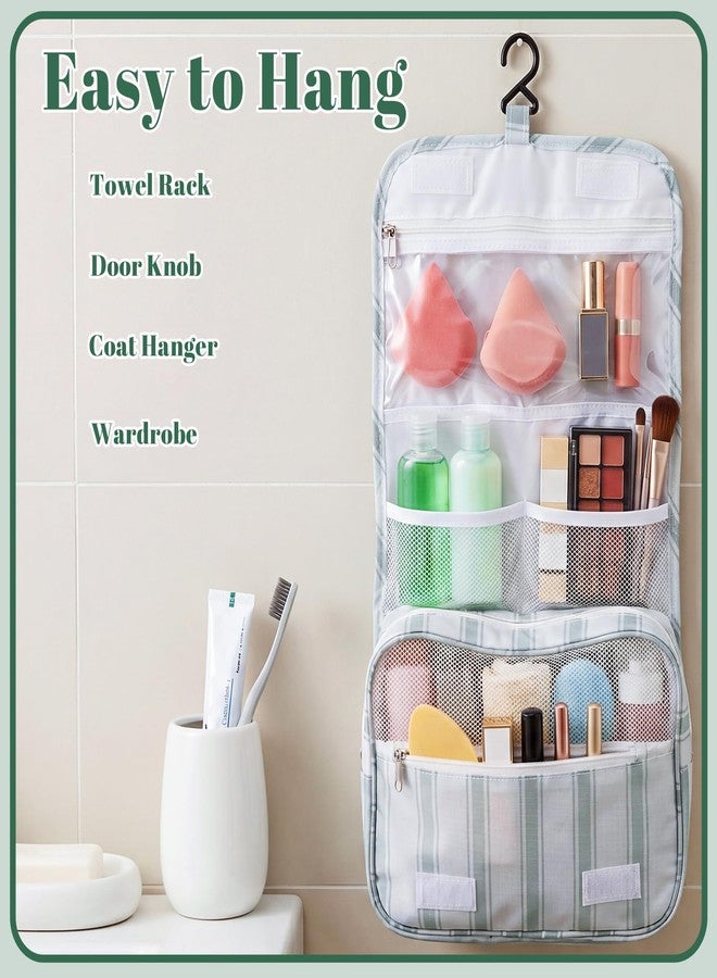 Pengxiaomei Toiletry Bag for Women, Waterproof Hanging Cosmetic Bag Portable Makeup Pouch Multifunction Handle Travel Toiletry Bag for Teen Girl Gifts (Sage Green) - Image 4