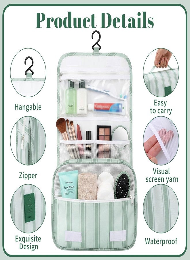 Pengxiaomei Toiletry Bag for Women, Waterproof Hanging Cosmetic Bag Portable Makeup Pouch Multifunction Handle Travel Toiletry Bag for Teen Girl Gifts (Sage Green) - Image 3