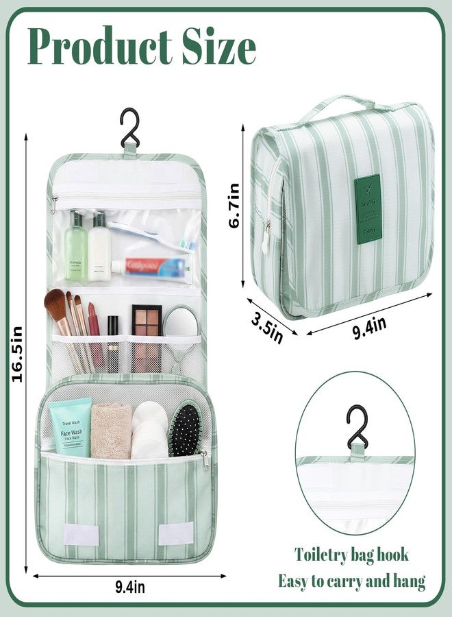 Pengxiaomei Toiletry Bag for Women, Waterproof Hanging Cosmetic Bag Portable Makeup Pouch Multifunction Handle Travel Toiletry Bag for Teen Girl Gifts (Sage Green) - Image 2