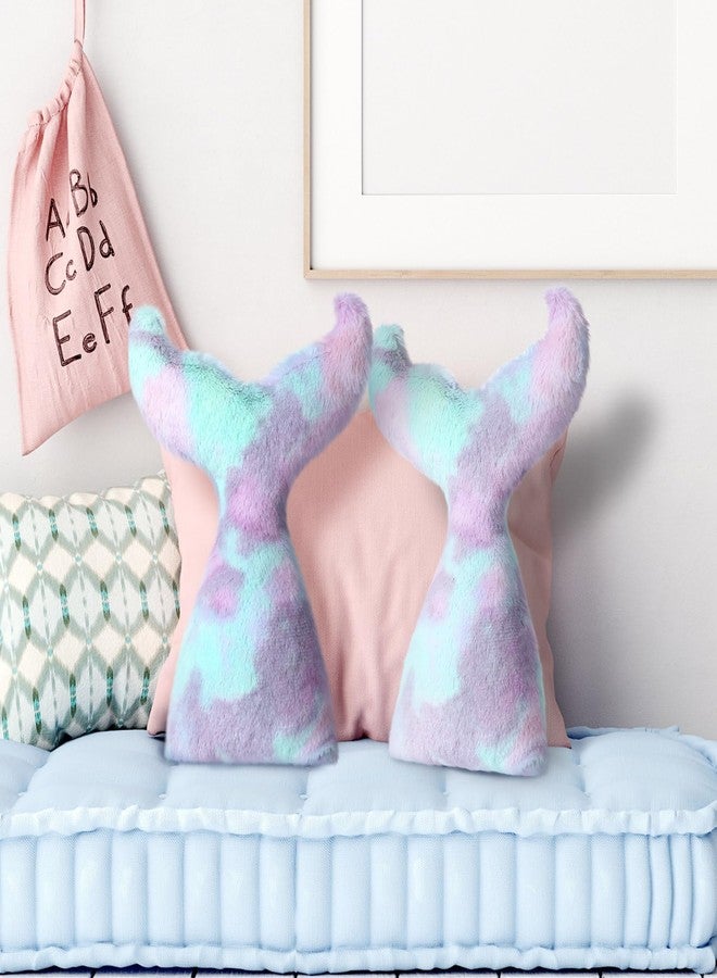 Bencailor 2 Pcs Mermaid Tail Throw Pillow Soft Mermaid Throw Pillow Cute Decorative Plush Mermaid Pillow Couch Sofa Cushion Birthday Gift for Girl Women Lover Kid Home Room Decor (Purple Pink, Medium) - Image 5