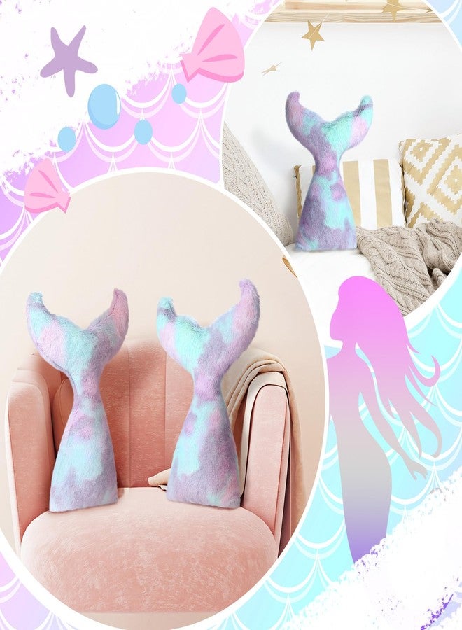 Bencailor 2 Pcs Mermaid Tail Throw Pillow Soft Mermaid Throw Pillow Cute Decorative Plush Mermaid Pillow Couch Sofa Cushion Birthday Gift for Girl Women Lover Kid Home Room Decor (Purple Pink, Medium) - Image 2