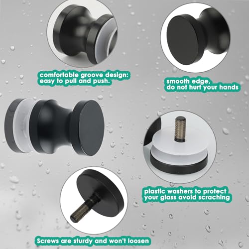 Alise Shower Glass Door Handle,Sliding Shower Doors Knob,One Sided Pull Hardware Replacement Parts for Bathroom Glass Doors,Solid SUS304 Stainless Steel Black Finish,L9000-B - Image 3