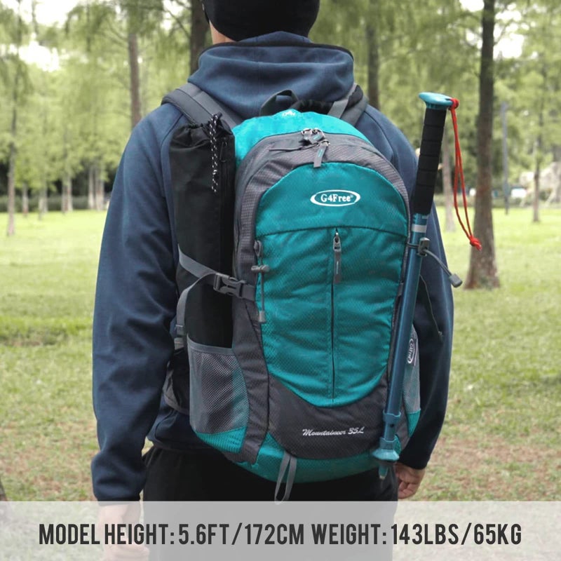 G4Free 35L Hiking Backpack Water Resistant Outdoor Sports Travel Daypack Lightweight with Rain Cover for Women Men (Black) - Image 5