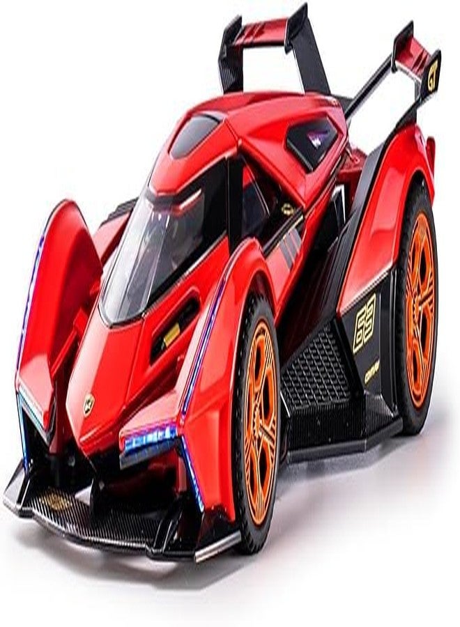 endevi Scale Exclusive Alloy Metal Pull Back Die-cast Car Model with Sound Light Mini Auto Toy for Kids Metal Model Toy Car with Sound and Light (1:32 Scale Lamborghini RANBO V12GT-RED) - Image 1