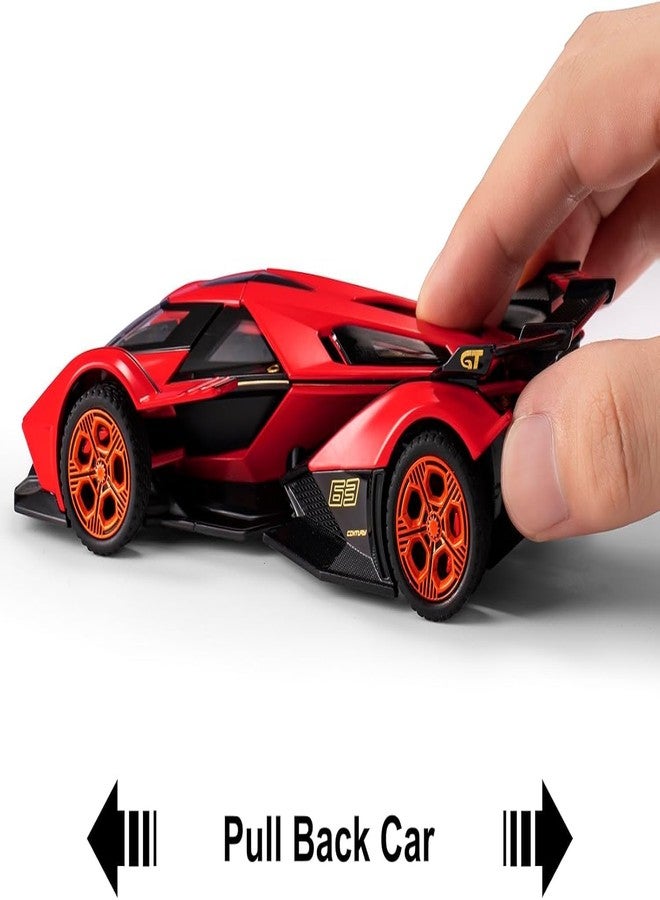 endevi Scale Exclusive Alloy Metal Pull Back Die-cast Car Model with Sound Light Mini Auto Toy for Kids Metal Model Toy Car with Sound and Light (1:32 Scale Lamborghini RANBO V12GT-RED) - Image 2