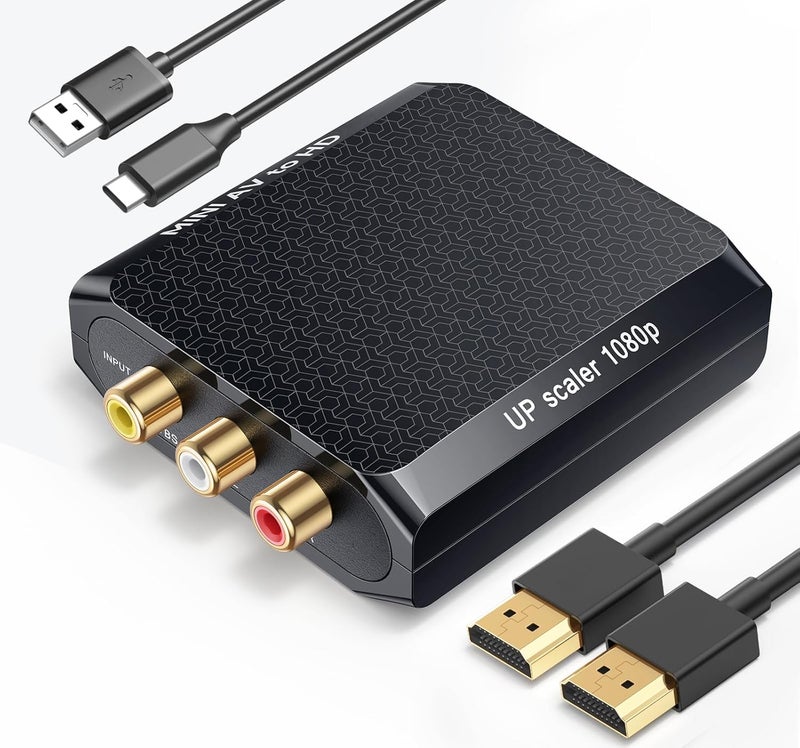 Wenter AV to HDMI Converter, 1080P RCA Composite to HDMI Adapter, Mini Analog CVBS Audio Video Adapter Supports PAL/NTSC for Smart TV VCR/VHS/Xbox/PS3/STB/N64/Wii/TV/PC/Blue-Ray DVD Players - Image 1
