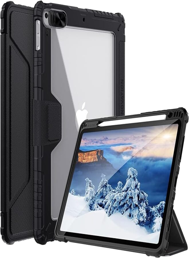 Nillkin Nillkin Case for iPad 8th/7th Generation 10.2 inch 2020/2019, [Slide Camera Cover, Built-in Pencil Holder] PU Leather Smart Protective Stand Cover with Auto Sleep, Black 