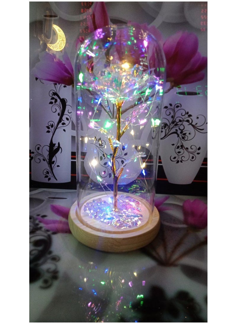 Beauty and the Beast Rose, Romantic Galaxy Rose, Eternity Flower Gift, Colorful Rose, Glass Dome Rose Gifts for Her, Girlfriend (Colorful Foam Beads) - Image 2