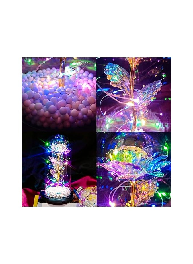 Beauty and the Beast Rose, Romantic Galaxy Rose, Eternity Flower Gift, Colorful Rose, Glass Dome Rose Gifts for Her, Girlfriend (Colorful Foam Beads) - Image 3