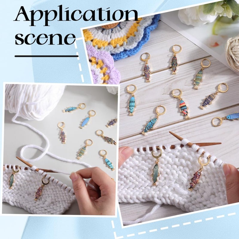 SUNNYCLUE 1 Box 20Pcs 10 Colors Knitting Markers Charms Fish Stitch Marker Cute Ocean Animal Crochet Stainless Steel Leverback Hoops Summer Enamel Stitch Markers for Crocheting Quilting Jewelry Making - Image 5