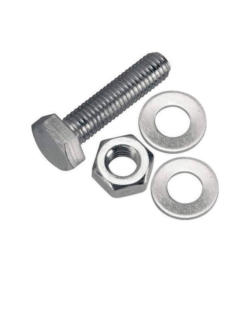 Generic 12 pcs Hex Head Screw Bolts Nuts & Washers Fully Thread GI Plain Finish Bolt Set. (10, 80MM)  - Image 1