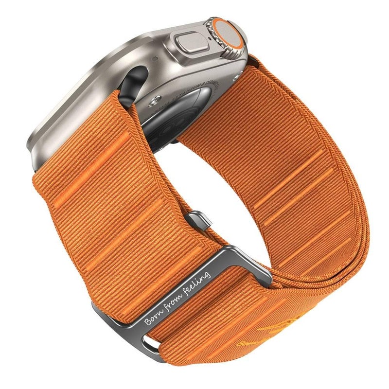 سوار ساعة ذكية باللون برتقالي قابل للتعديل سوار نايلون حلقي متوافق مع Apple Watch 38/40/41/42/44/45/49mm بملاءمة قابلة للتعديل وحزام بديل - Image 1
