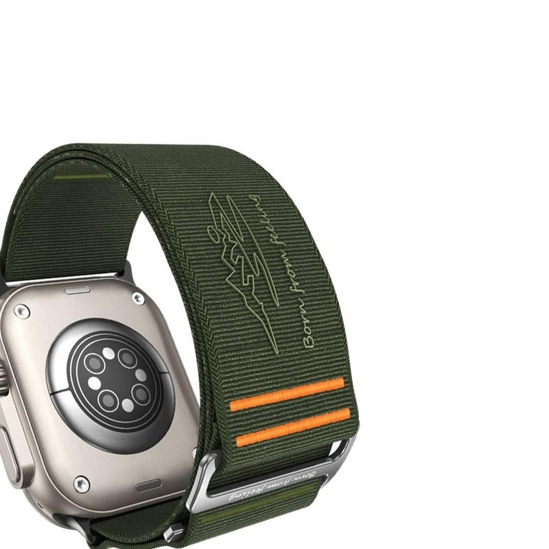 سوار ساعة ذكية باللون برتقالي قابل للتعديل سوار نايلون حلقي متوافق مع Apple Watch 38/40/41/42/44/45/49mm بملاءمة قابلة للتعديل وحزام بديل - Image 4