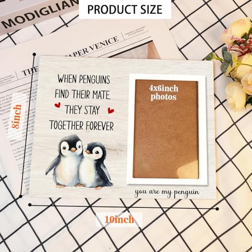 KLYTINK Penguin Photo Frame Gift, Engagement Picture Frame, Wedding Gifts for Couple, Valentine's Gift for Him Her, Anniversary Couple, fits 4x6 Photo, When Penguins Find Their Mate They Stay Together Forever - Image 2