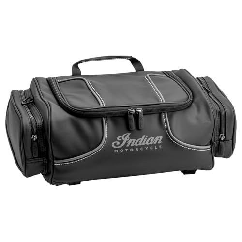 Indian Motorcycle Spirit Lake Rack Bag, Black, Specific for Chief, Challenger, Chieftain, Roadmaster, Roadmaster Dark Horse, Springfield Dark Horse, and More, Genuine OEM Part 2889145-VBA - Image 1