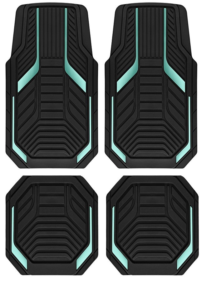PIC AUTO Heavy Duty Rubber Floor Mats, Mint Aluminum Film Car Mats Set, Front and Rear Car Mats with Anti-Slip Backing, All Weather Protection, Trim-to-Fit for Automotive SUV, Sedan, Van - Image 1