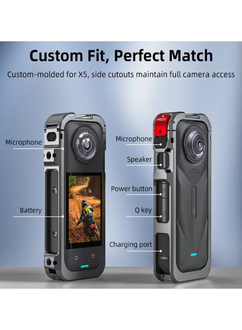 Metal Frame for Insta360 X5 Shockproof Protective Rabbit Cage Expansion Case Metal Frame Bracket for Insta 360 X5 Accessories - Image 3