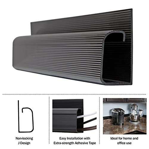 SimpleCord Cable Management Kit - 5-Pack 16-Inch J Channel Wire Organizers for Cords - Easy to Install Cord Hider Kit for Desk, Office, and Kitchen Use - Cable Management Under Desk by Simple Cord (Black) - Image 2