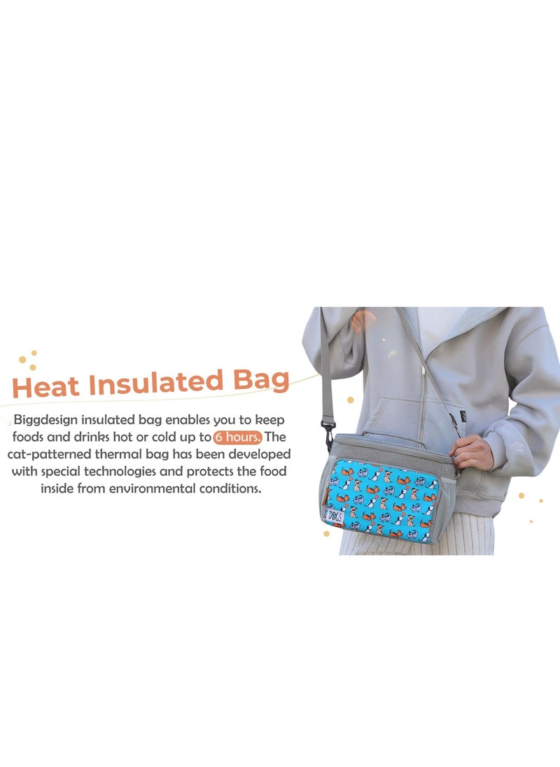 Biggdesign - Biggdesign Dogs Waterproof and Leakproof Heat Insulated Lunch Bag, Turquoise - Image 1