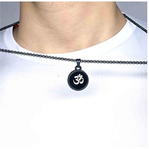 M Men Style قلادة لوكيت دينية للرب شيف، أوم، أوم، مجوهرات يوغا روحية للصحة والثروة، سلسلة للرجال باللونين الأسود والفضي SPn2025229 - Image 5