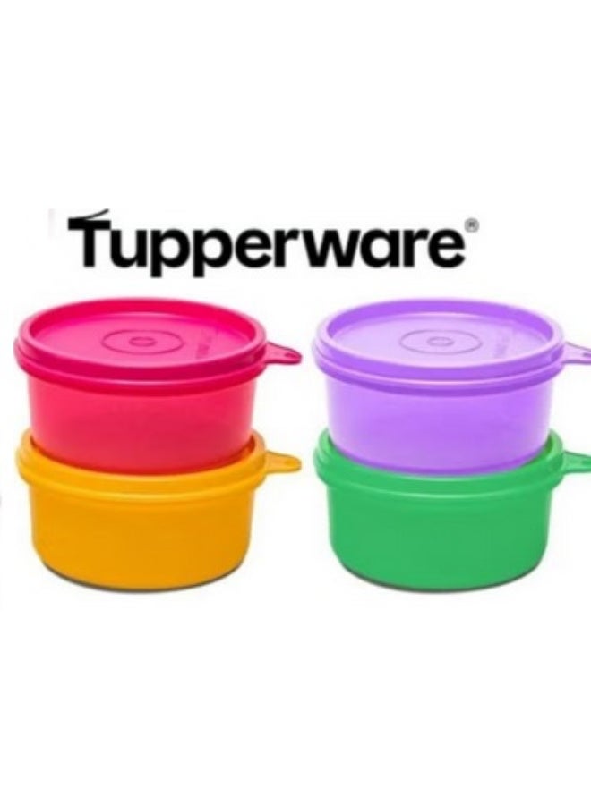 Tupperware Original Spill Proof Air tight Tropical Round Stax Storage Lunch food Container bowl/Box/Jar 230ml set of 4 pc - Multicolor - Image 1