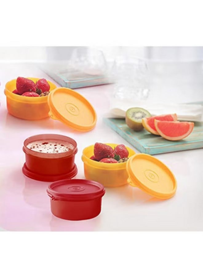 Tupperware Original Spill Proof Air tight Tropical Round Stax Storage Lunch food Container bowl/Box/Jar 230ml set of 4 pc - Multicolor - Image 5