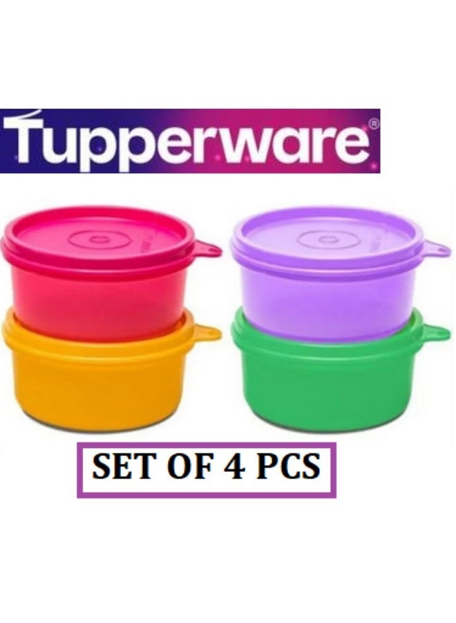 Tupperware Original Spill Proof Air tight Tropical Round Stax Storage Lunch food Container bowl/Box/Jar 230ml set of 4 pc - Image Colors - Image 1