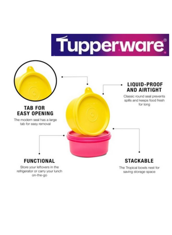 Tupperware Original Spill Proof Air tight Tropical Round Stax Storage Lunch food Container bowl/Box/Jar 230ml set of 4 pc - Image Colors - Image 4