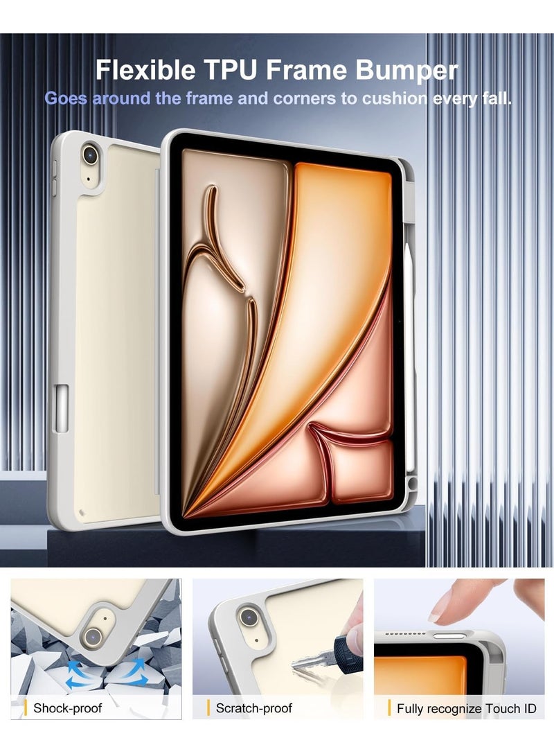 دوسالا جراب 2 في 1 لجهاز iPad Air 11 بوصة (M3/M2-2025/2024) مع حامل قلم، جراب iPad Air من الجيل الخامس/الرابع (2022/2020) 10.9 بوصة، غطاء واقٍ رفيع بظهر شفاف، خاصية الإيقاظ/السكون التلقائي مع زجاج مقسّى - Image 2