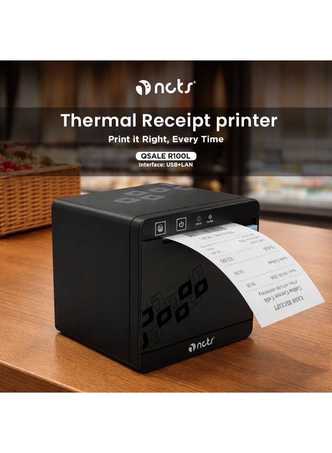 NCTS Thermal Bill POS Receipt Printer NCTS Qsale-R100L 80mm USB+LAN Interface with Auto-Cutter 203DPI Resolution Speed 260mm/s ESC-POS Support - Image 3