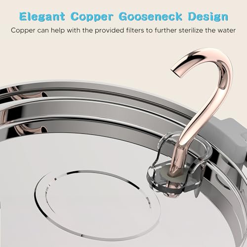 tomxcute 135oz/4.0L Large Capacity Cat Water Fountain - Elegant Swan Copper Spout Design Cat Fountain for Drinking - Ultra Quiet Kitty Drinking Fountain - Comes with 3 Replacement Filters - Image 2