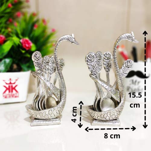 KridayKraft Metal Swan (Duck) Silver Spoon Stand for Dining Table Spoon Set with Stand/Decorative Spoon Rest Showpiece Item for Dining Table... - Image 3