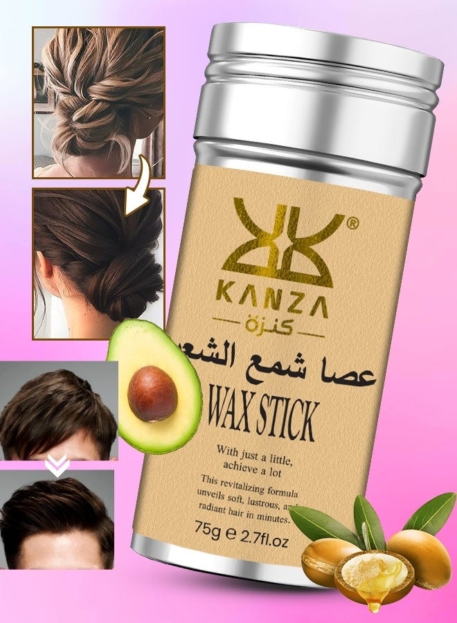 Kanza Hair Wax Stick 75g Hair Pomade Stick Long-Lasting Styling Wax Stick Hair Wax Stick Smoothing & Slick Stick for Hair Wigs Styling Waxes for Fly Away & Edge Anti Frizz Hair - Image 1