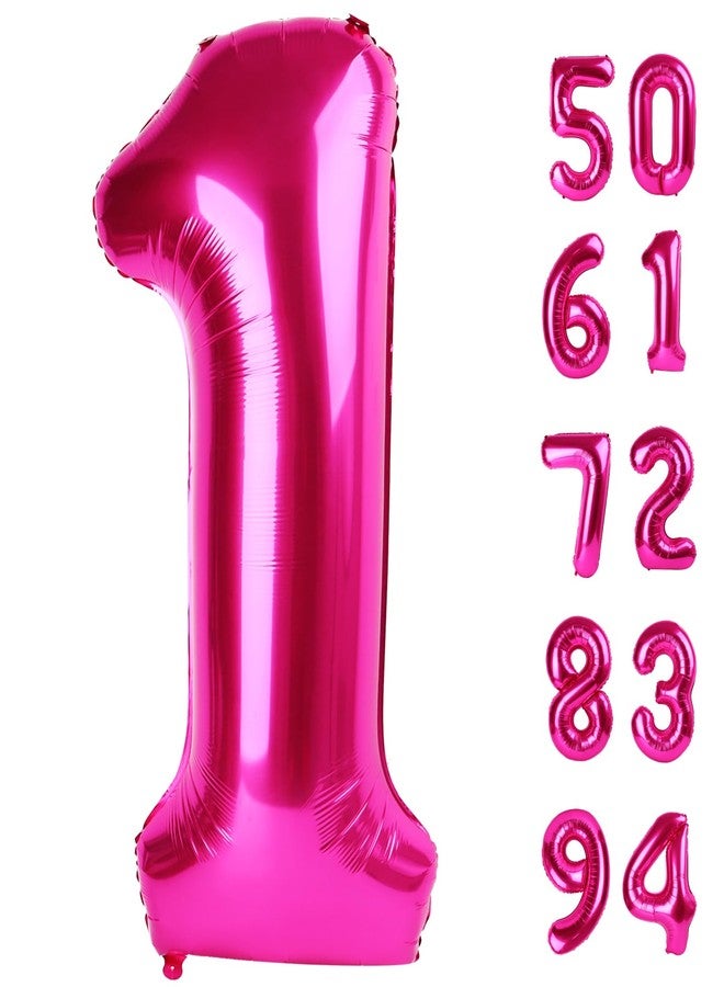 IWERP 40 Inch Hot Pink 1 Balloon for First Birthday, 1st Number Balloons Birthday Decorations for Girl Kids Toddler Baby, One Giant Number 1 Balloon - Image 1